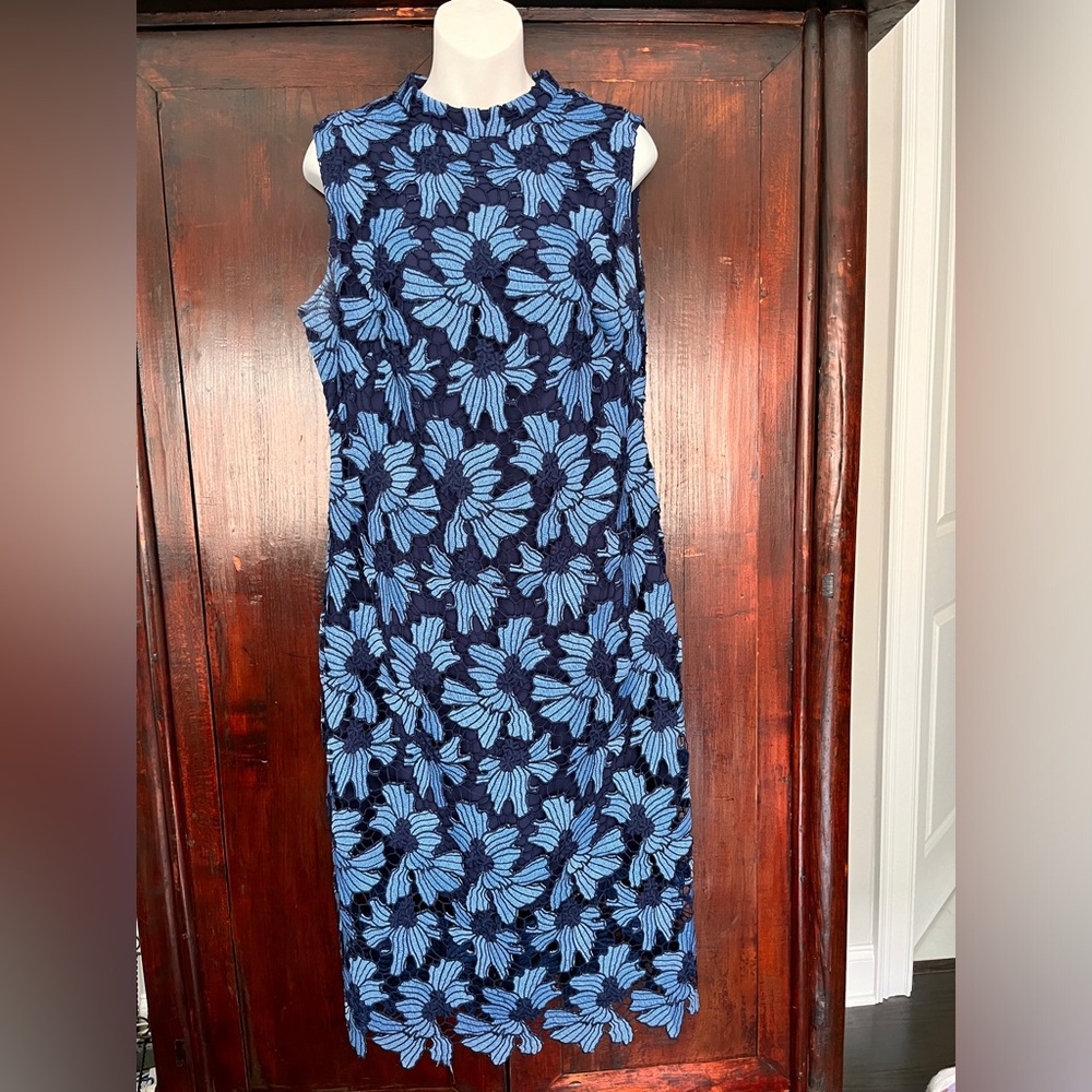 Shoshanna Midnight Monticello Sleeveless Floral Lace Cocktail Dress